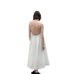 Zara limited edition top stitch cotton backless dress